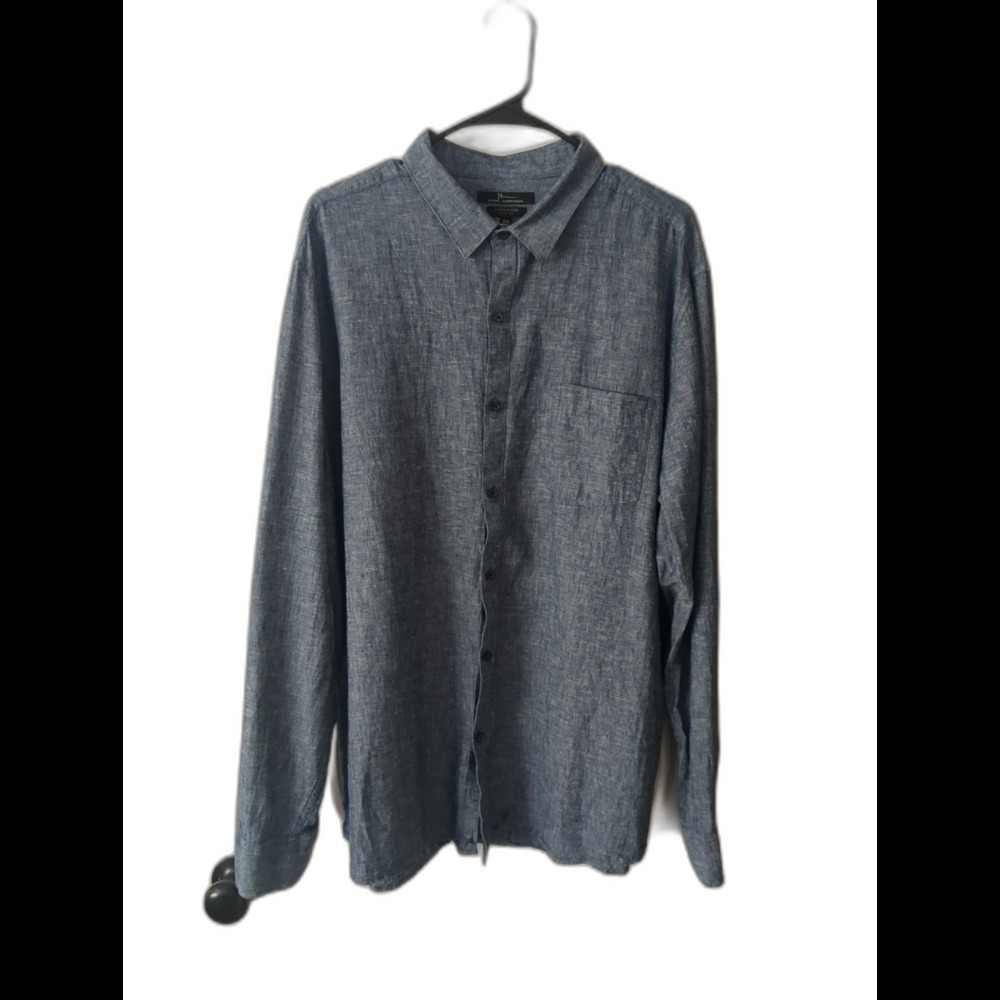 Marc Anthony Shirt Mens 2XL XXL Linen Blend Luxury Pocket Button Up Breezy Linen